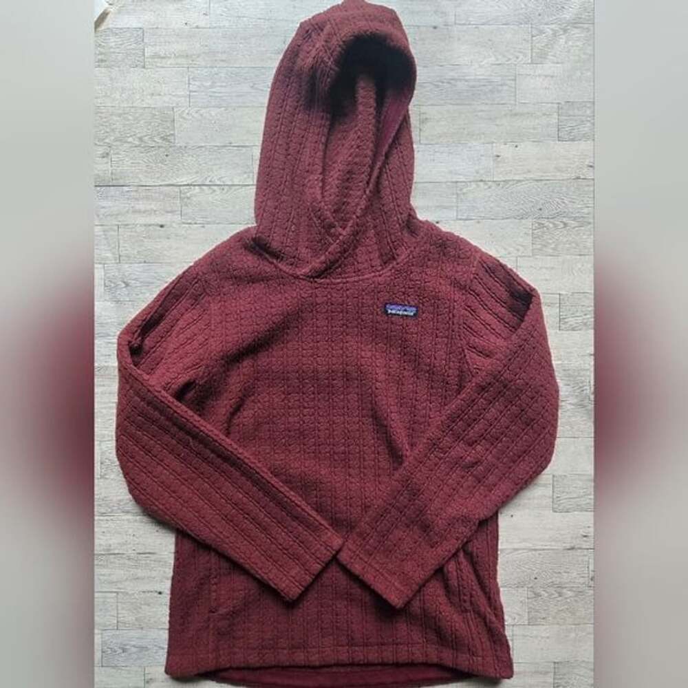 Patagonia Cable Capra Women's Hoodie Merino Wool Blend Burgundy Size Medium